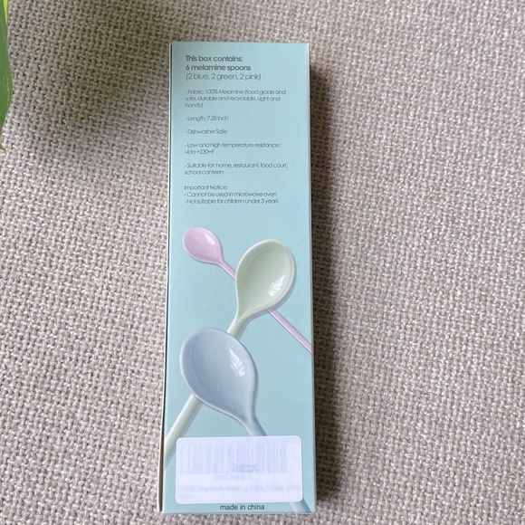 NIB Long Handle Melamine Drink Spoons - Set of 6 (Blue) - Picture 2 of 2